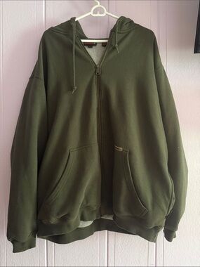 Wolverine 80% Cotton Olive Green Full-Zip Hoodie Sweatshirt